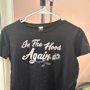 Black Graphic Tee with White Print